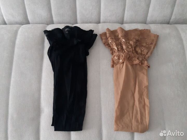 Чулки ажурной силиконовой резинкой две пары Новые