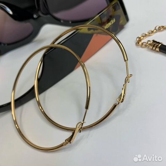 Серьги круглые конго d/5 см медицинское золото