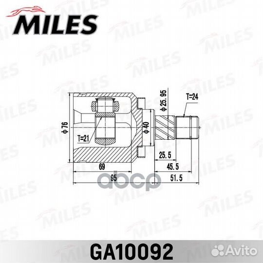 ШРУС nissan almera 00-06 внутр. GA10092 Miles