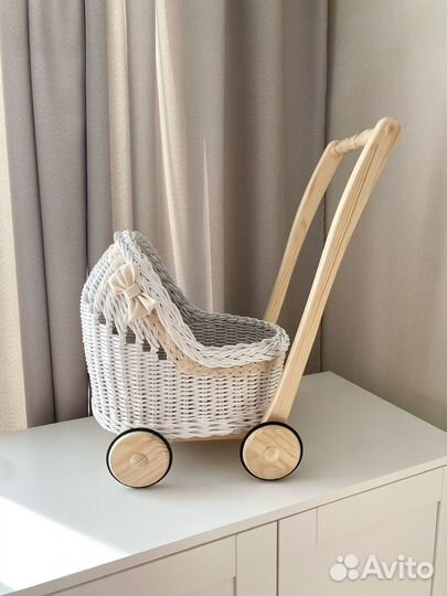 Плетеная коляска для кукол, плетеная люлька