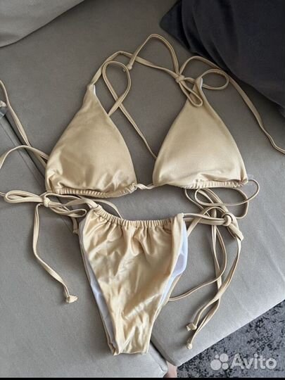 Новый купальник бежевый/золотой