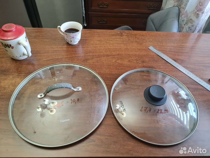 Поднос зеркало, бокалы, крышки