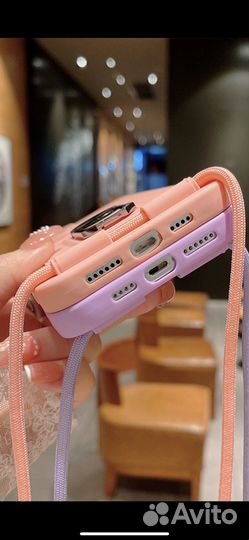 Силиконовый чехол на iPhone 14 MAX pro с ремешком