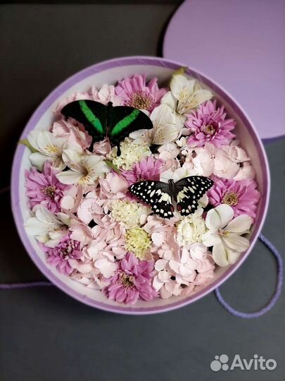 Букет с живыми бабочками