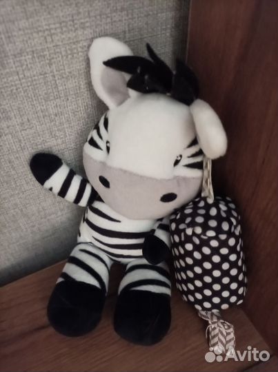 Мягкая игрушка Зебра с колокольчиком
