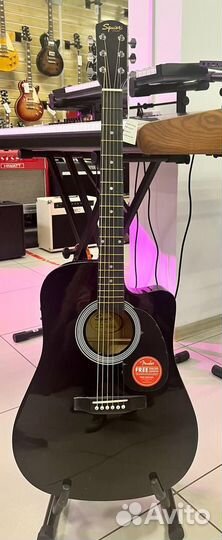 Fender Squier SA-105CE Dreadnought Black W/Fishman