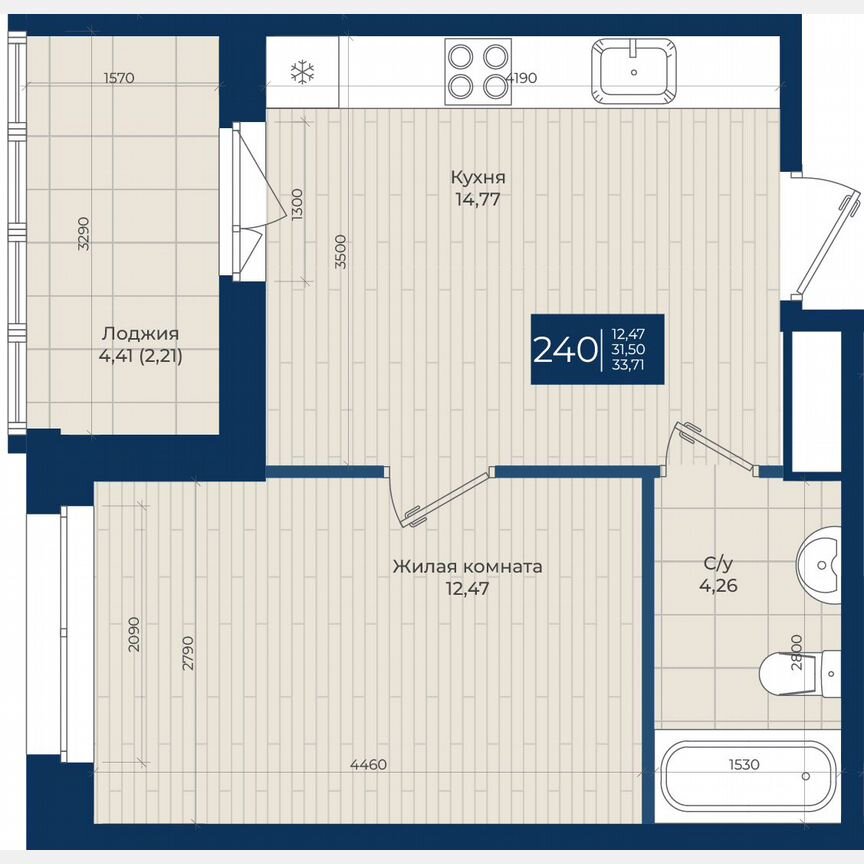 1-к. квартира, 33,7 м², 11/12 эт.