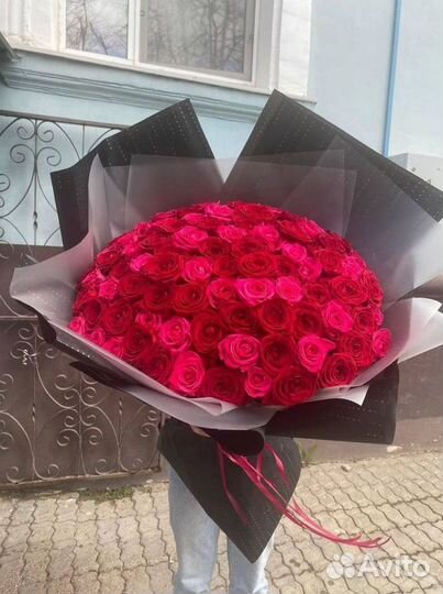 Большие букеты с розами. 15 25 51 101 роза
