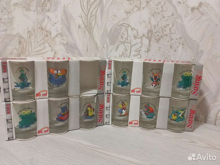 Стаканы стопки 50 мл стекло с декором