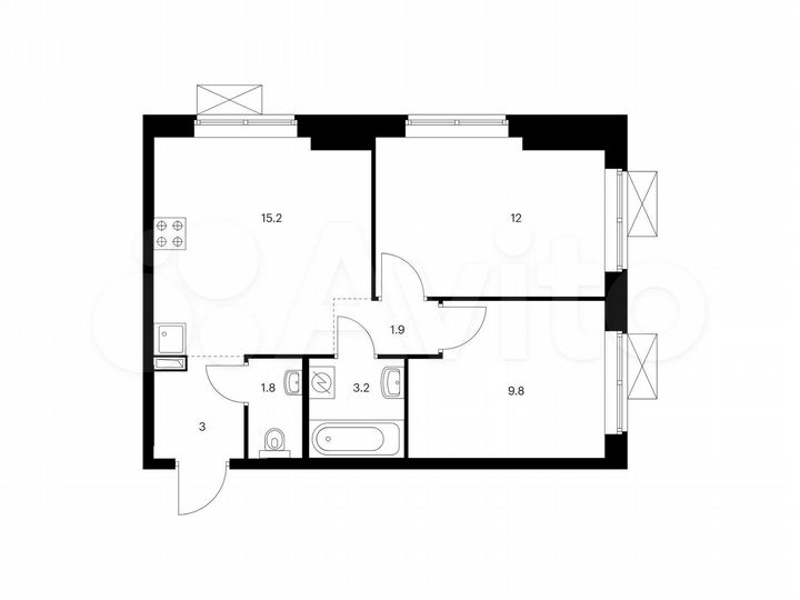 2-к. квартира, 46,9 м², 9/22 эт.