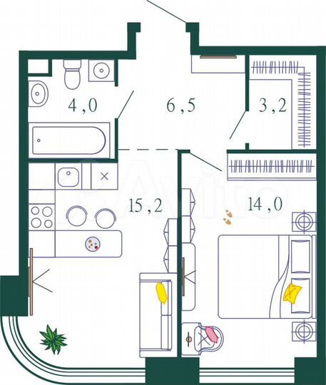 2-к. квартира, 65,9 м², 11/19 эт.