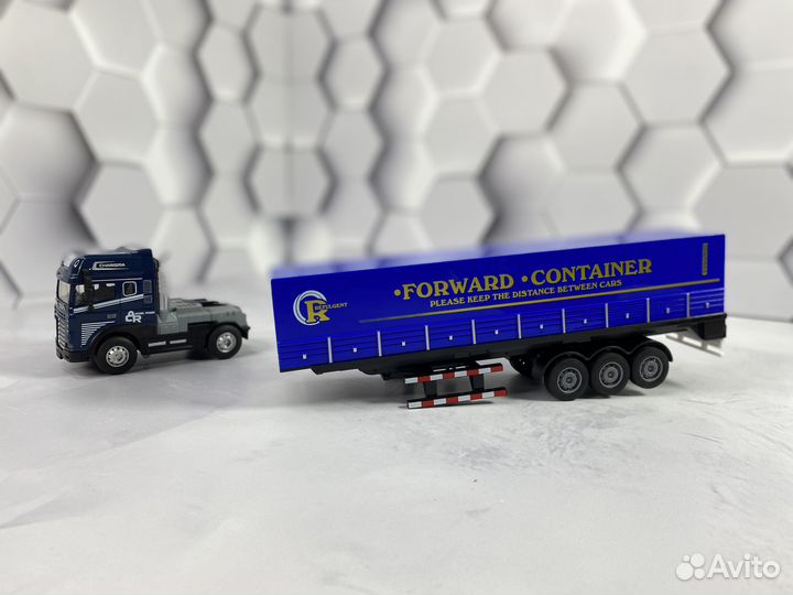 Модель машины Грузовик с прицепом Фура синяя