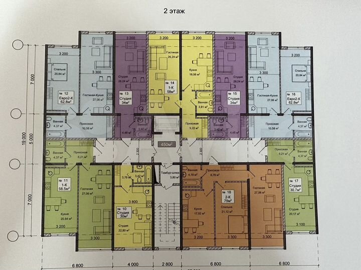 2-к. квартира, 79 м², 2/12 эт.