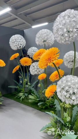 Большие цветы, композиции, декор, светильники