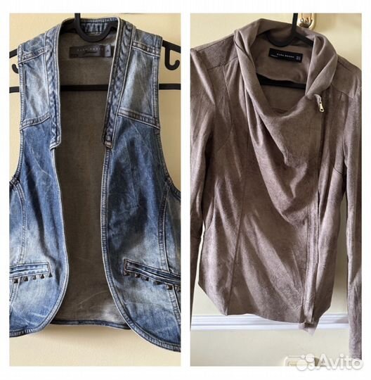 Zara джинсовый жилет и куртка, размер М