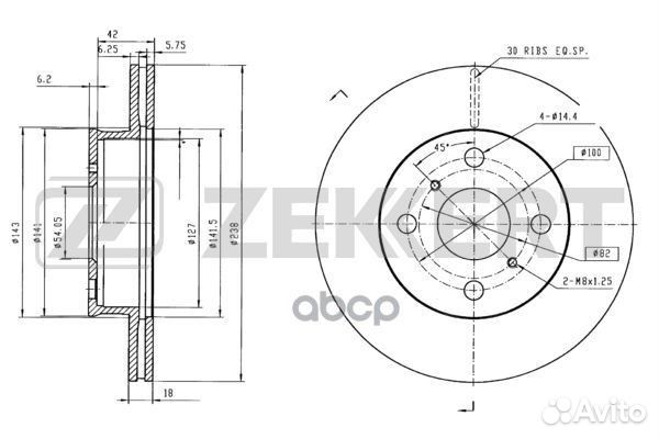 Диск торм. перед. Toyota Corolla (E80-E100 E8B