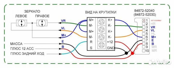Контроллер опускания зеркал при заднем ходе