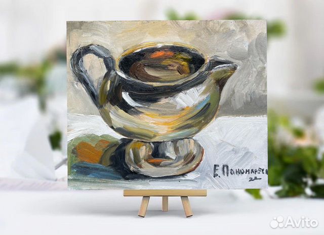 Картина маслом. Молочник. Миниатюрная живопись