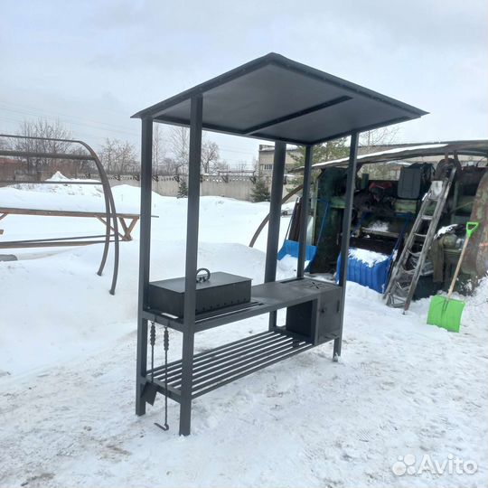 Мангал с печкой под казан в стиле лофт