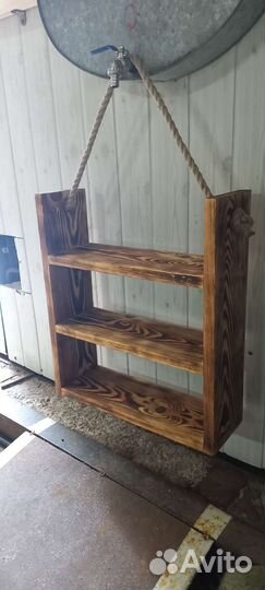 Навесная полка с джутовым канатом