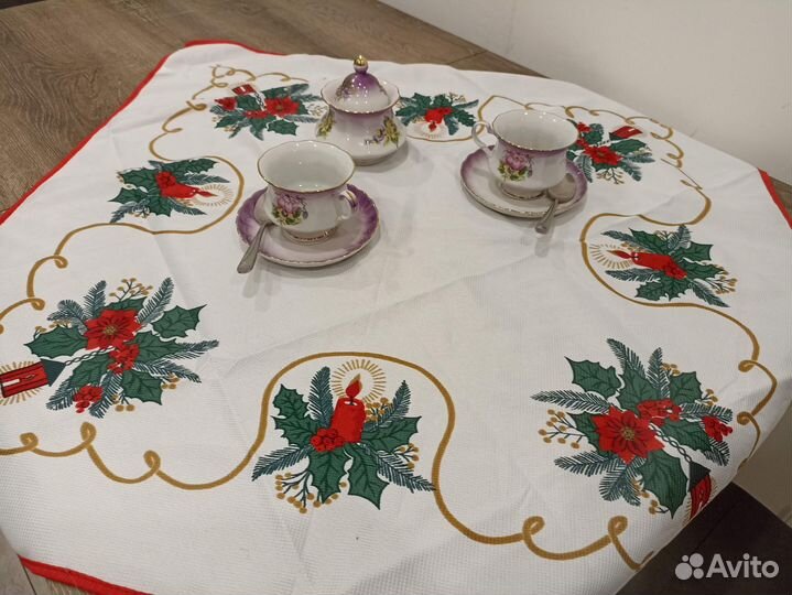 Скатерть чайная, салфетка декоративная новогодняя