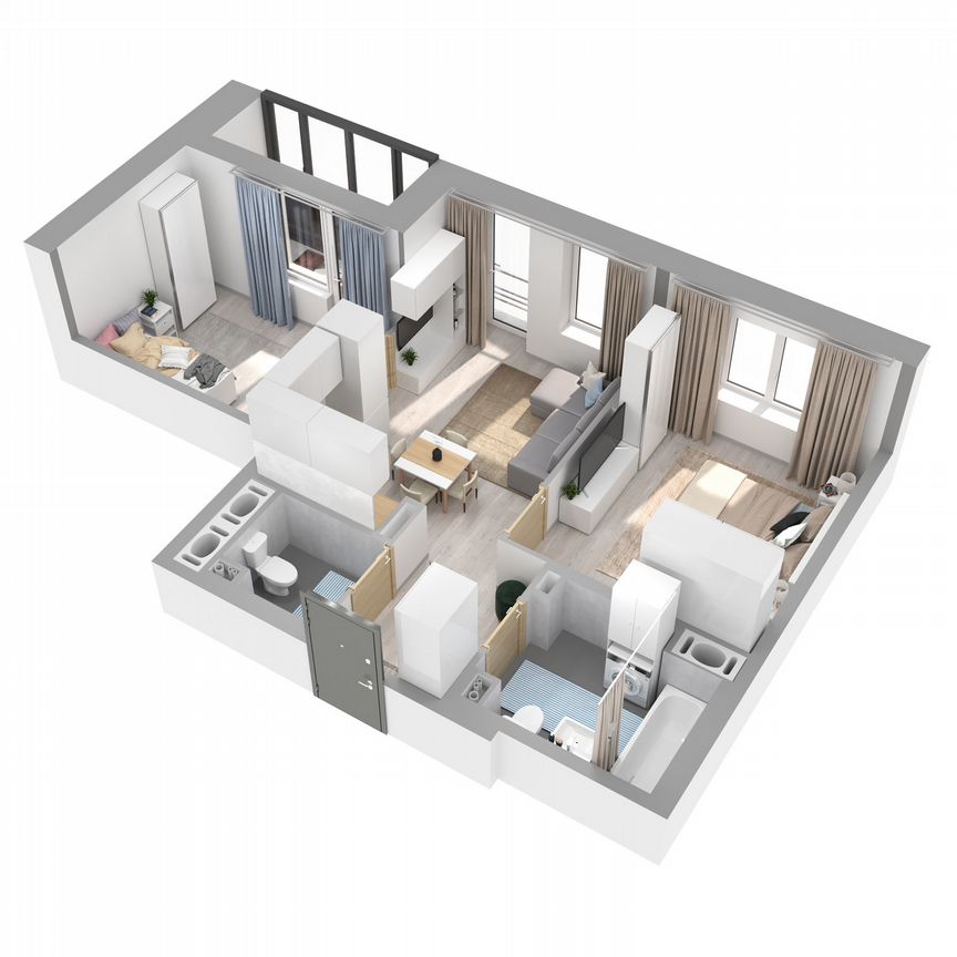 2-к. квартира, 49,4 м², 8/17 эт.