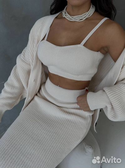 Комплект тройка -с крупной грубой вязкой