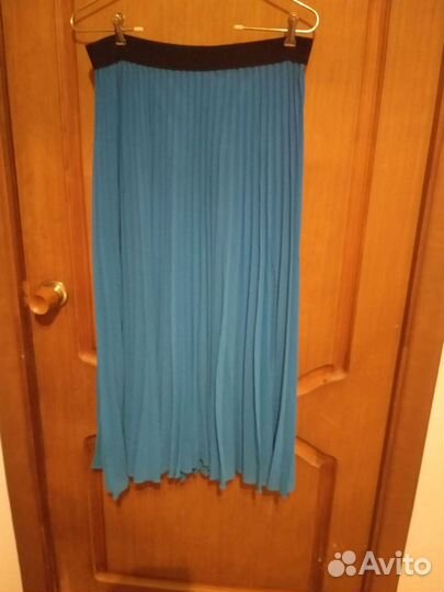Женская юбка синяя 48 50длинная плиссе