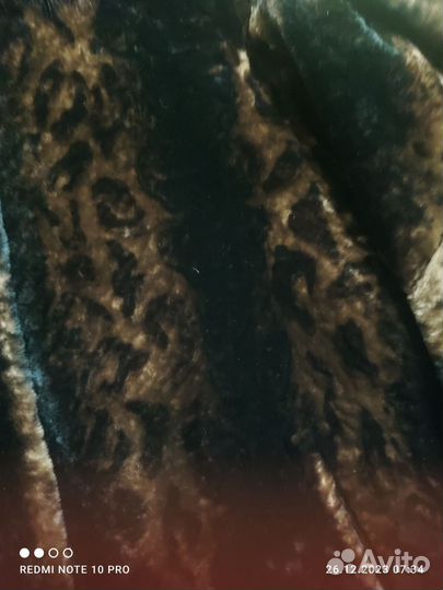 Мутоновая шуба кардиган удлинённая 52-58 леопард