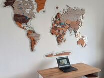 Деревянная карта мира самая подробная 3D