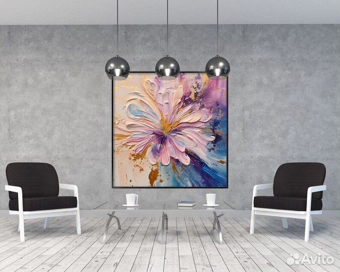 Картина маслом объёмный цветок Музейное качество