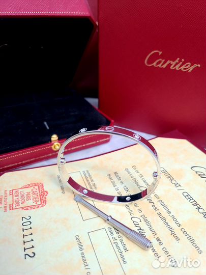 Браслет cartier love с бриллиантами золото 585 п