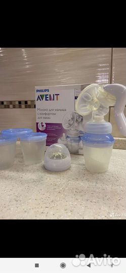Молокоотсос avent ручной с системой хранения