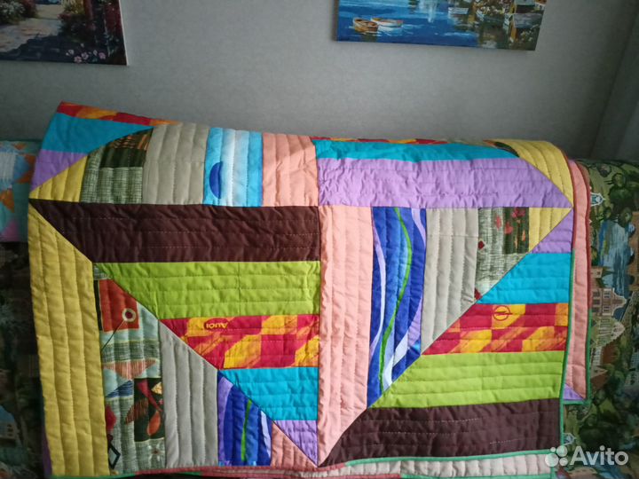 Одеяло-покрывало-плед в стиле пэчворк