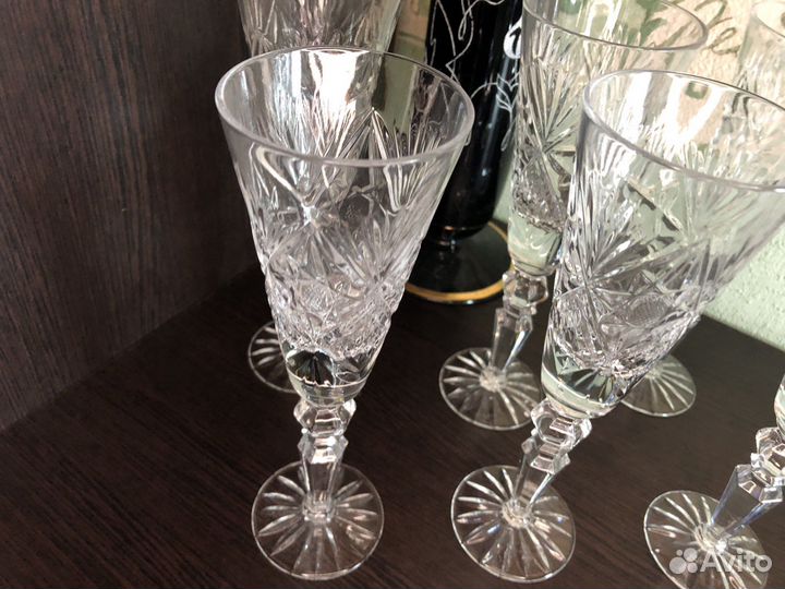 Хрустальные рюмки и бокалы СССР, 6шт