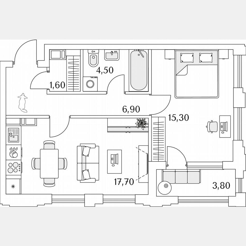 1-к. квартира, 47,8 м², 9/13 эт.