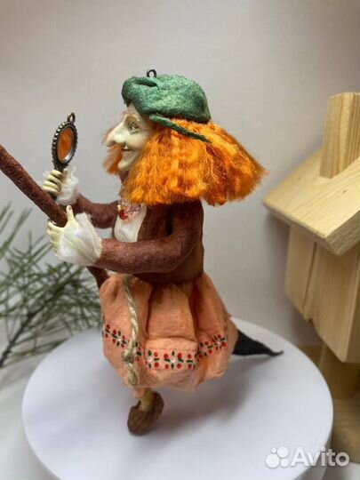 Ватная игрушка баба Яга на метле
