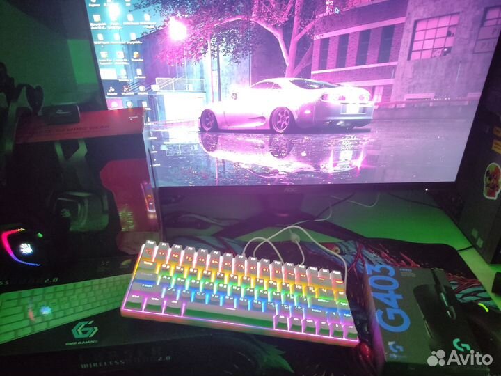 Игровой пк с монитором,клавиатурой,мышкой,наушники