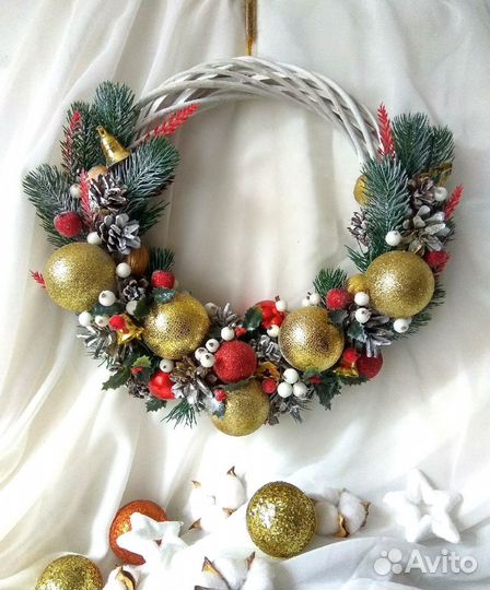 Рождественский венок, новогоднее украшение