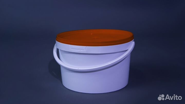 Ведро 2л белое с оранжевой крышкой