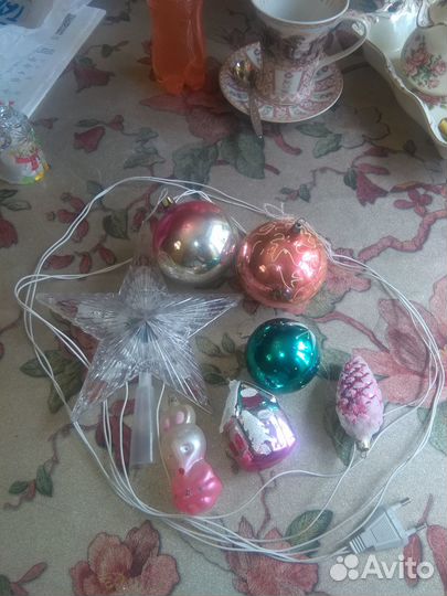 Елочные игрушки СССР и мигающая звезда