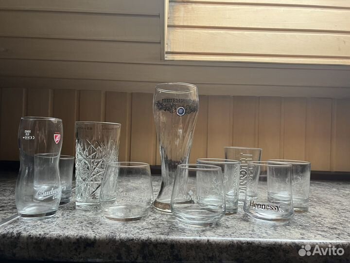 Стаканы под виски, пивные бокалы, разные