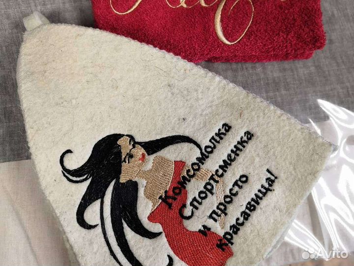 Шапка банная с вышивкой