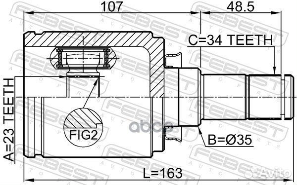 ШРУС внутренний R 23x35x34 1811-A16RH Febest