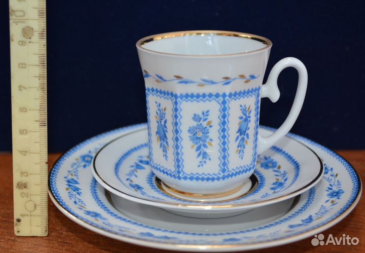 Фарфоровая кофейная тройка- васильки. лфз (1)