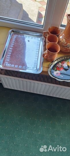 Подносы жостово ссср,нержавейка,кувшин набор