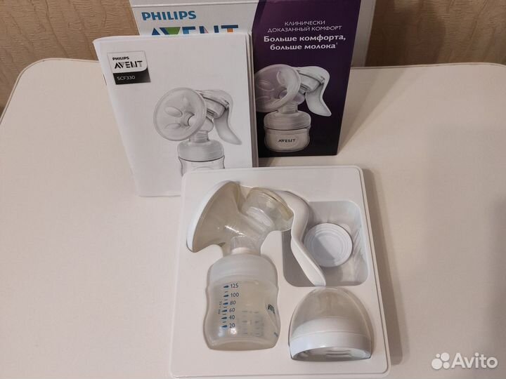 Молокоотсос avent ручной + стерилизатор +2 бутылки