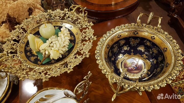 Вазы Новые.Бронза фарфор. Кобальт