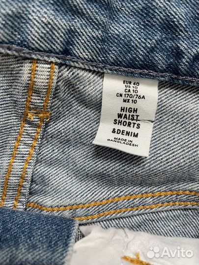 H&M Шорты джинс на болтах с порезами син. EUR 40 L