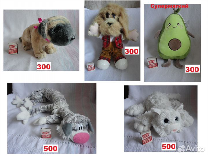 Большие и поменьше плюшевые игрушки без озвучки